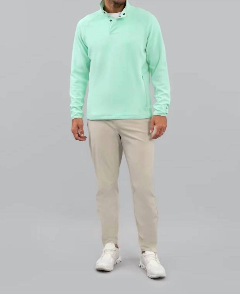 NEW IBKUL waffle knit 1/4 snap pullover sweatshirt in pool party heather